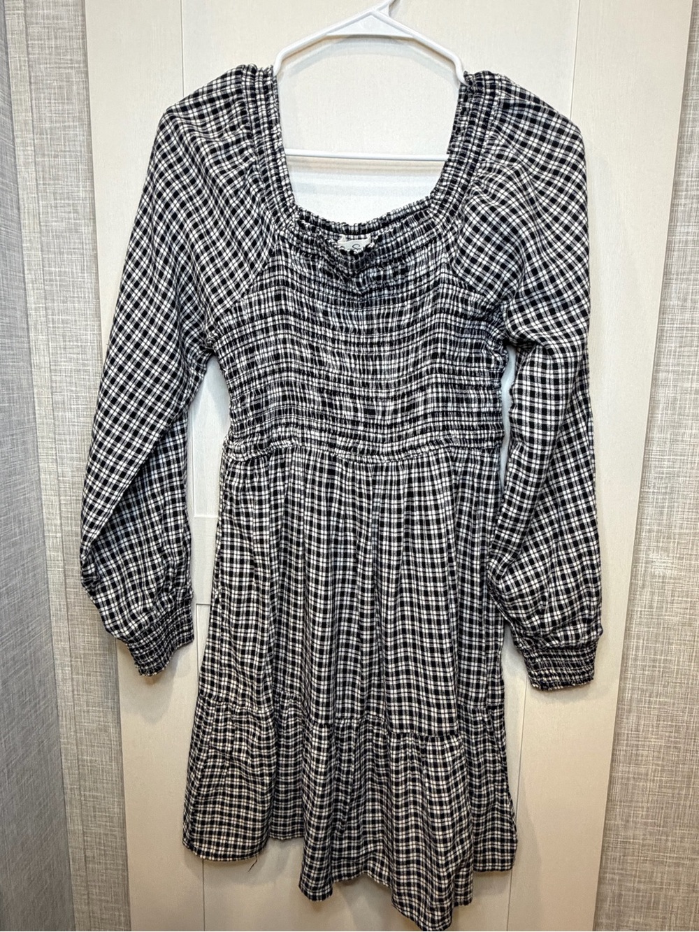 Jessica Simpson Black and White Strapless Plaid Dress
